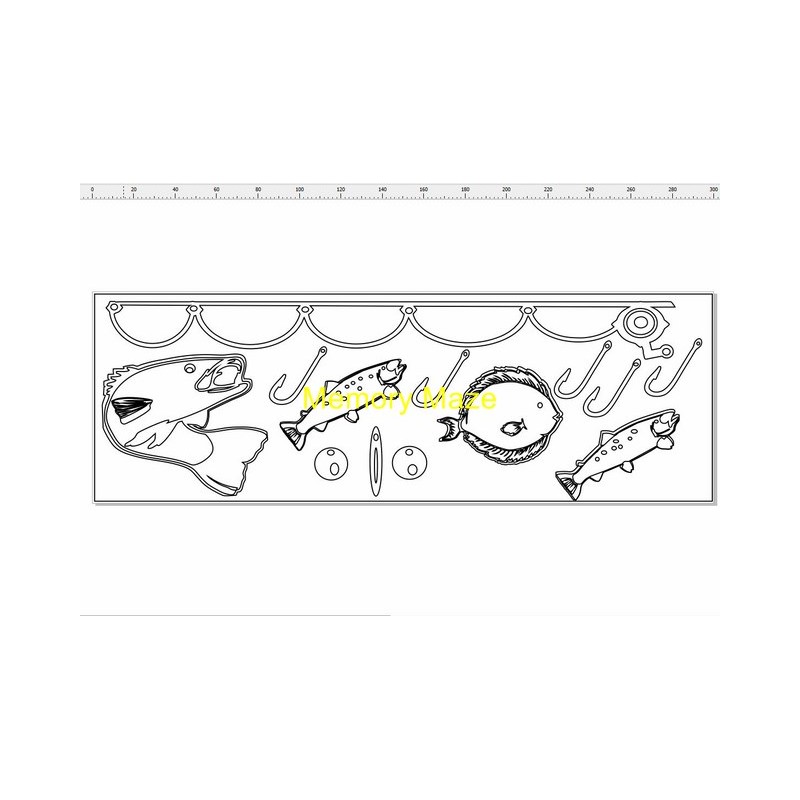 Fishing rod Kit 12 inches wide x 4 \" 300 x 150 mm min buy 3 Memo