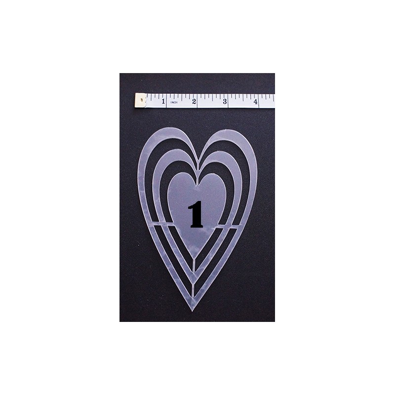 Platelet NO 1 heart long 3.5 x 5.5 inch Plastic stencil  also av