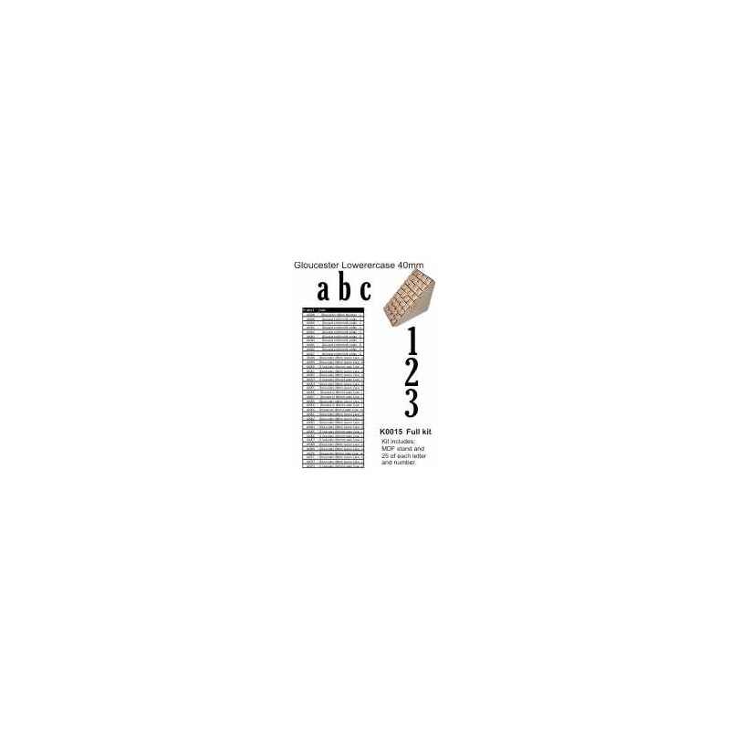 Glouster 40mm lower KIT  - Full set Stand, A-Z,  0-9