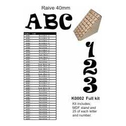 Ravie 40mm KIT   - Full Set  Stand, A-Z,  0-9
