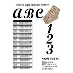 Script 40mm KIT  Upper- Full set Stand, A-Z,  0-9