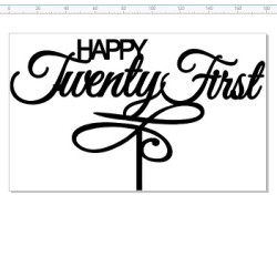 Cake topper acrylic happy 21st -180 x 110