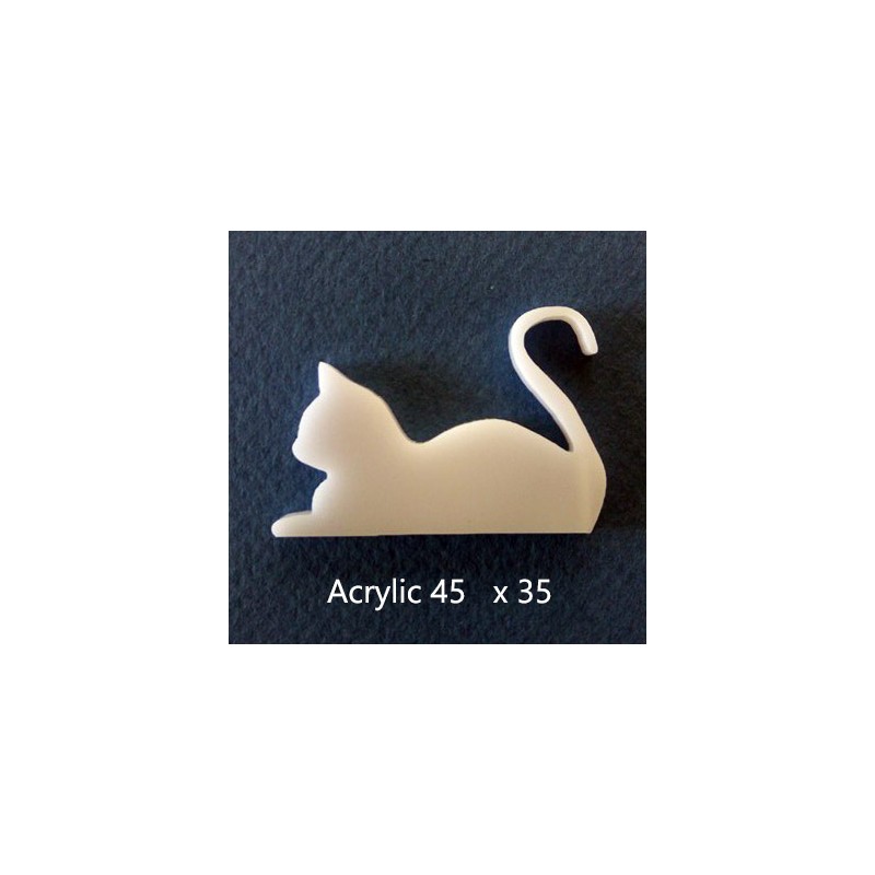Flat cat White Acrylic Acrylic(brooch pack of 4)( Earrings pack 