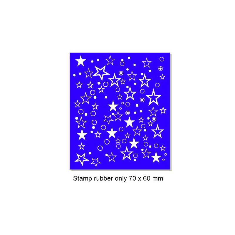 Stars and dots,background stamp, 60 x 70mm , Rubber only