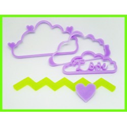 Clouds in Perspex,Love ,chevron and heart  100 x 45 mm min buy 3