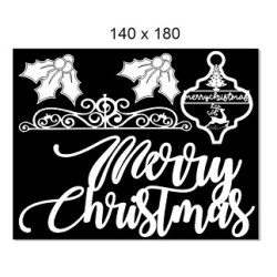 Merry Christmas, Holly Flourish, decoration, 180 x 140 mm. Min b