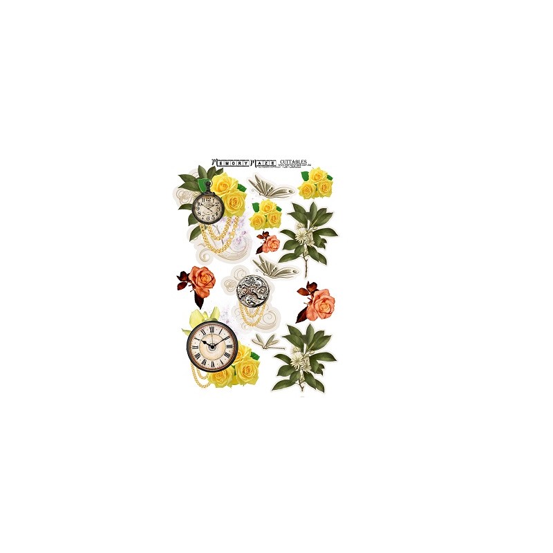 Yellow roses,antique,clock, cuttable Min buy 5
