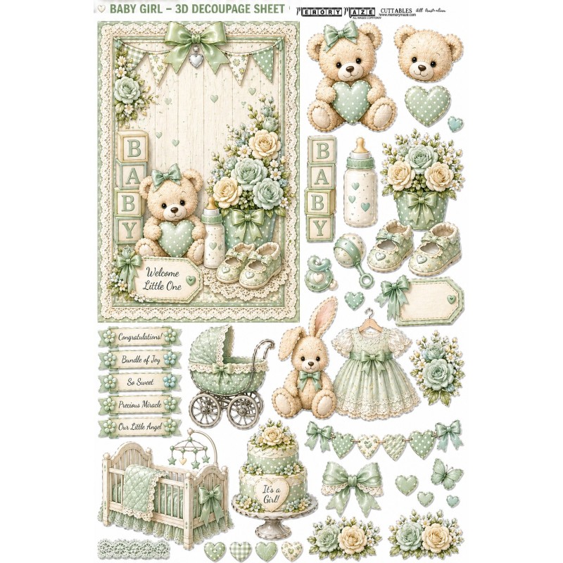 Scutt 1281026 Baby Girl Decoupage Green