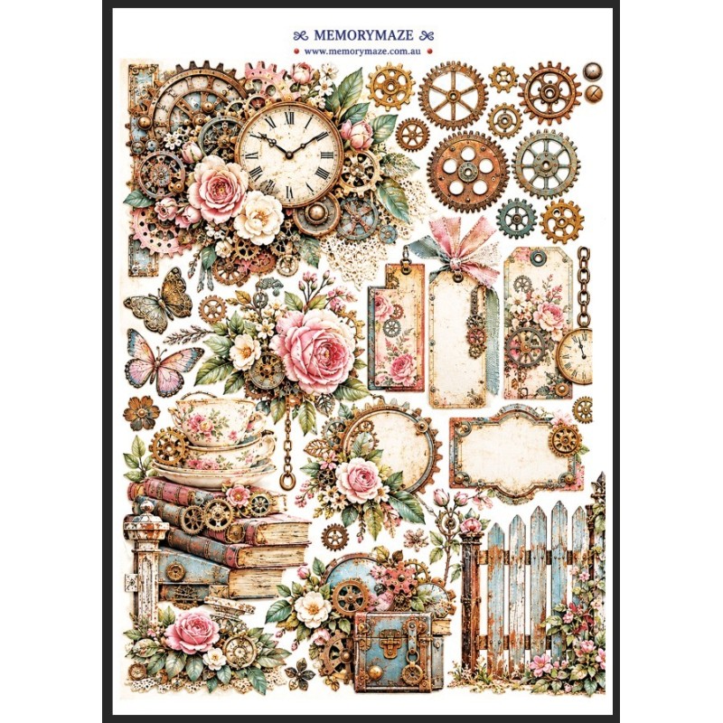 VP Scutt 1221026 Victorian Clocks, Cogs & Roses